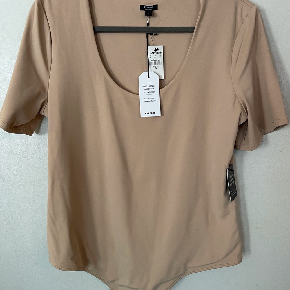 Express Tan Scoop Neck Top
